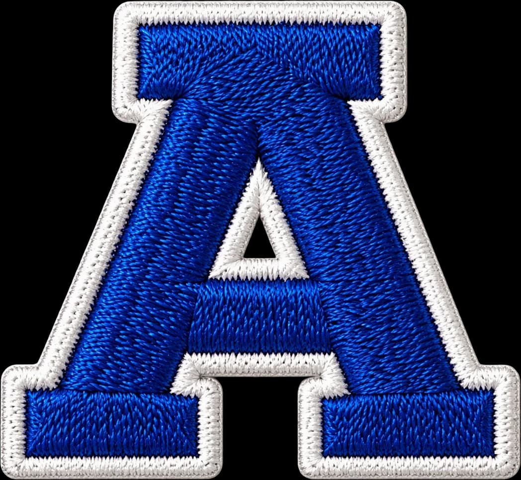 Custom Embroidered Patches: varsity letter A sample